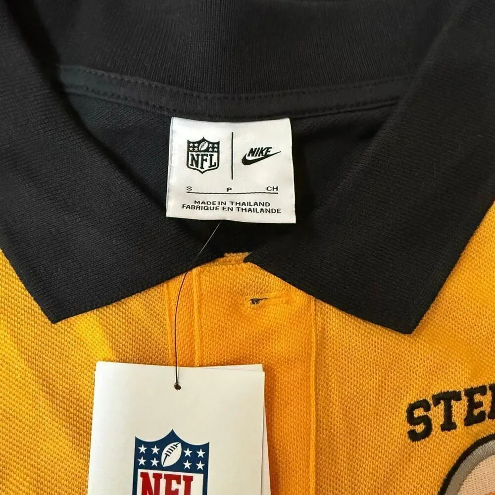 Nike NFL football Pittsburgh Steelers Men's Polo shirt 100% cotton size S NWT